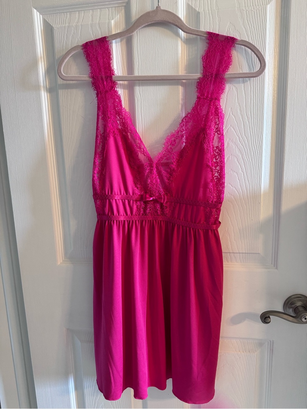 SHEIN Fuchsia Lace V-Neck Chemise